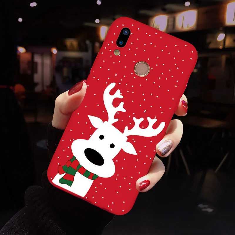 luweijin Matte Silicone Case For Huawei Y6 Y7 Pro P8 P9 P10 P20 P30 Pro Mate 20 Lite For Honor 8X 7A 9 Lite 10 Play Christmas Cover - Цвет: luweijin