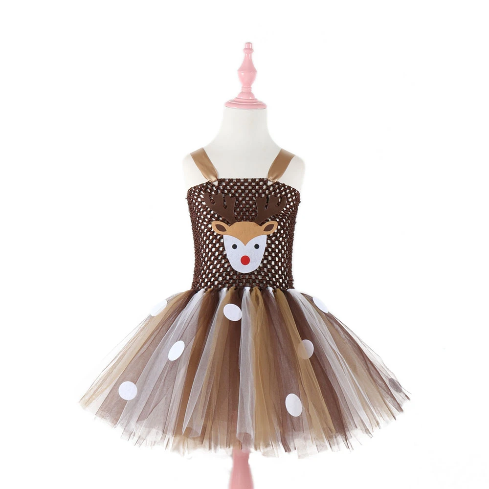 

European and American cartoon deer handmade dress children's tutu princess dress kids dresses for girls Christmas elk costume