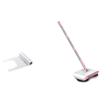 

1x er Broom Dustpan Handheld Dust Collector Carpet Floor Cleaners-Pink & Small 100PCS Plastic Fresh-Keeping Bags