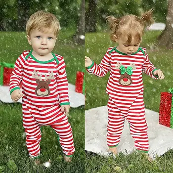 

US Newborn Infant Baby Boy Girl 0-24M Christmas Romper Pajama Clothes Outfit
