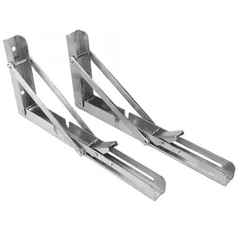

Folding Stand, 10 Inch Folding Table Stand Triangular Stainless Steel Wall Mount Shelf Bracket 2 Pcs