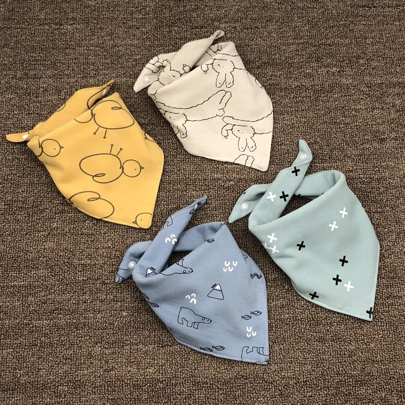 Y 4 pieces Детский хлопковый нагрудник для кормления, халат, треугольная бандана, фартук, Одежда для младенцев, слюнявчик, полотенце для маленьких девочек, аксессуары для еды, детские вещи - Цвет: Y 4 pieces