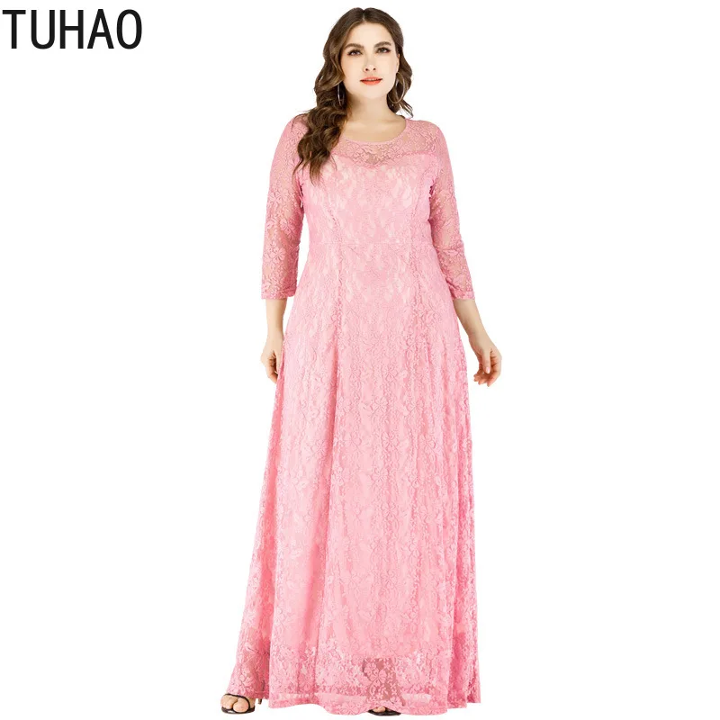 

TUHAO 6XL 5XL Plus Size Lace Floor Length Dress Women Elegant MAXI LONG Woman Dress Large Size 4XL 3XL Sexy Party Dresses