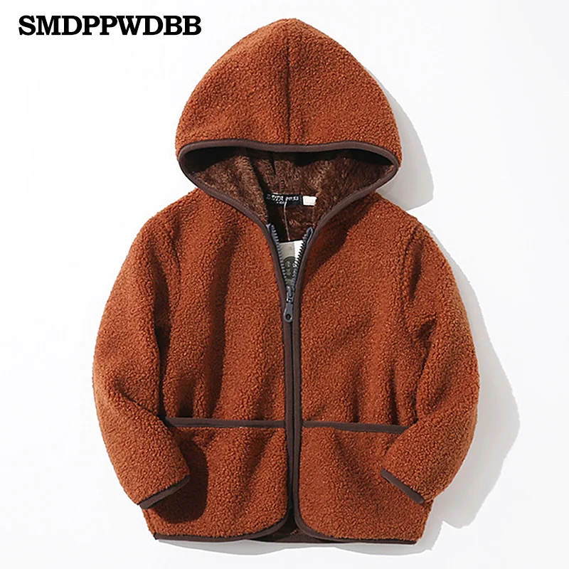 Brown Spring Fall Winter for Children Kids Boy Girls Cute Soft Polar Fleece Jacket Coat Outerwear Cardigan Clothes Sweatshirt - Цвет: Brown