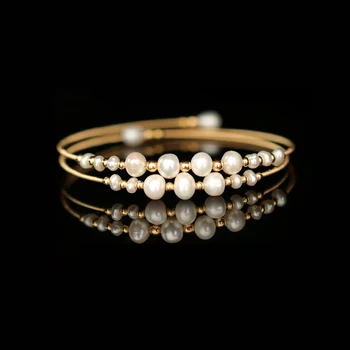 

DAIMI Natural Pearl Bangle Bracelet Handmade Design Multi-layer Bangle Women Gift