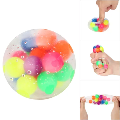 Anti-Pressure Anxiety Colorful Stress Relief Ball Kids Adult Squeeze Toy Spongy Bead Stress Ball Squeezable Stress release toys