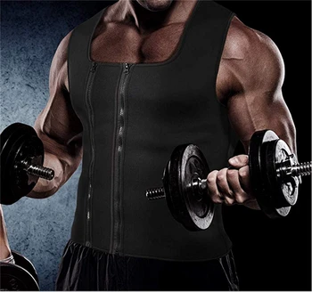 

S-4XL Body Shaper Men Zipper Up Firm Slimming Vest Thermo Sweat Shapewear Plus Size Waist Trainer Gym Corset XXXXL XXXL XXL XL L