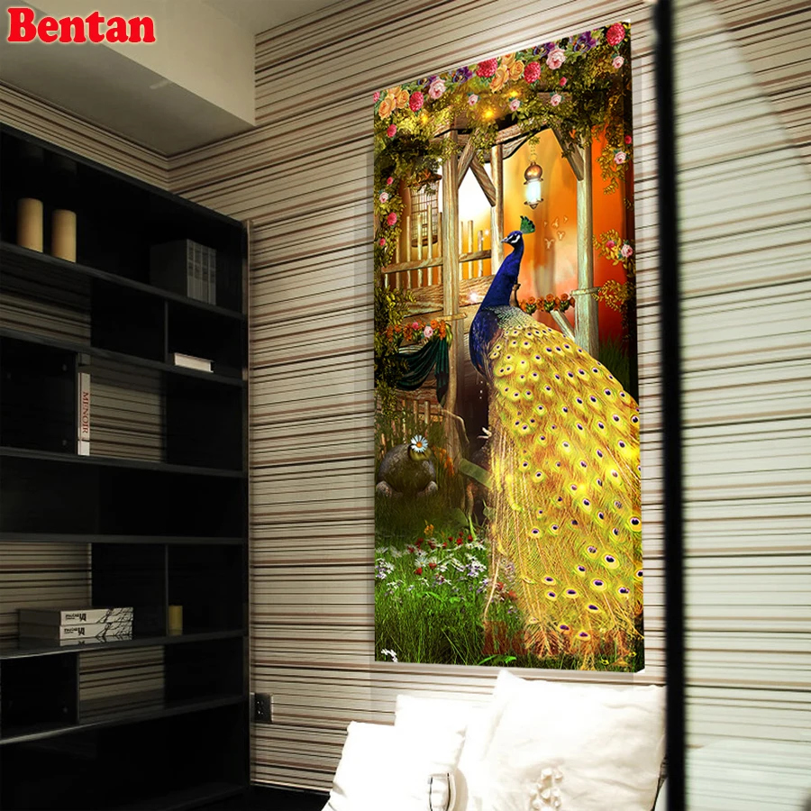 

Алмазная вышивка 60x120 см, цветок павлина, новинка 2020, сделай сам, полная вышивка, квадратная круглая алмазная живопись, вышивка крестиком Мозаика алмаз искусство