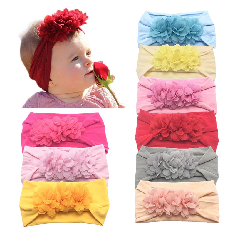 

Fashion Florals Headband Newborn Baby Turban Elastic Princess Hairbands Child Kids Pearl Fresh Style Cute Headwear haarband