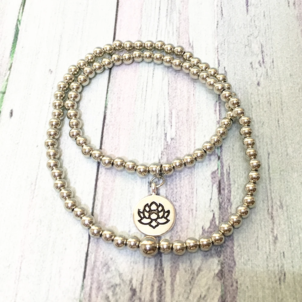 Ruberthen Новое поступление дизайн браслет 108 мала 6 мм Серебряный браслет с бусинами женский йога лотоса браслет