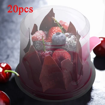 

20pcs Clear Round Cup Cake Boxes And Packaging Lot Bakery Boxes Packing Box Disposable Box Transparent Plastic Box With Lids