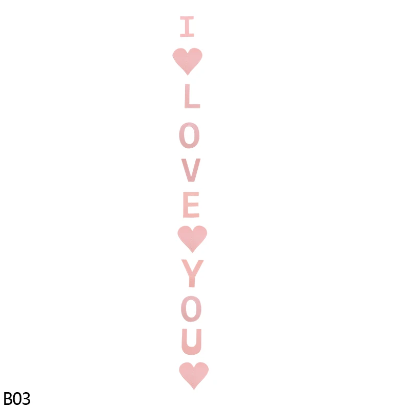 Подвесная гирлянда с надписью «I LOVE YOU», красное сердце, бумажный тянущийся цветок на День святого Валентина, самодельные украшения для дома, комнаты, украшения для свадебной вечеринки - Цвет: B03