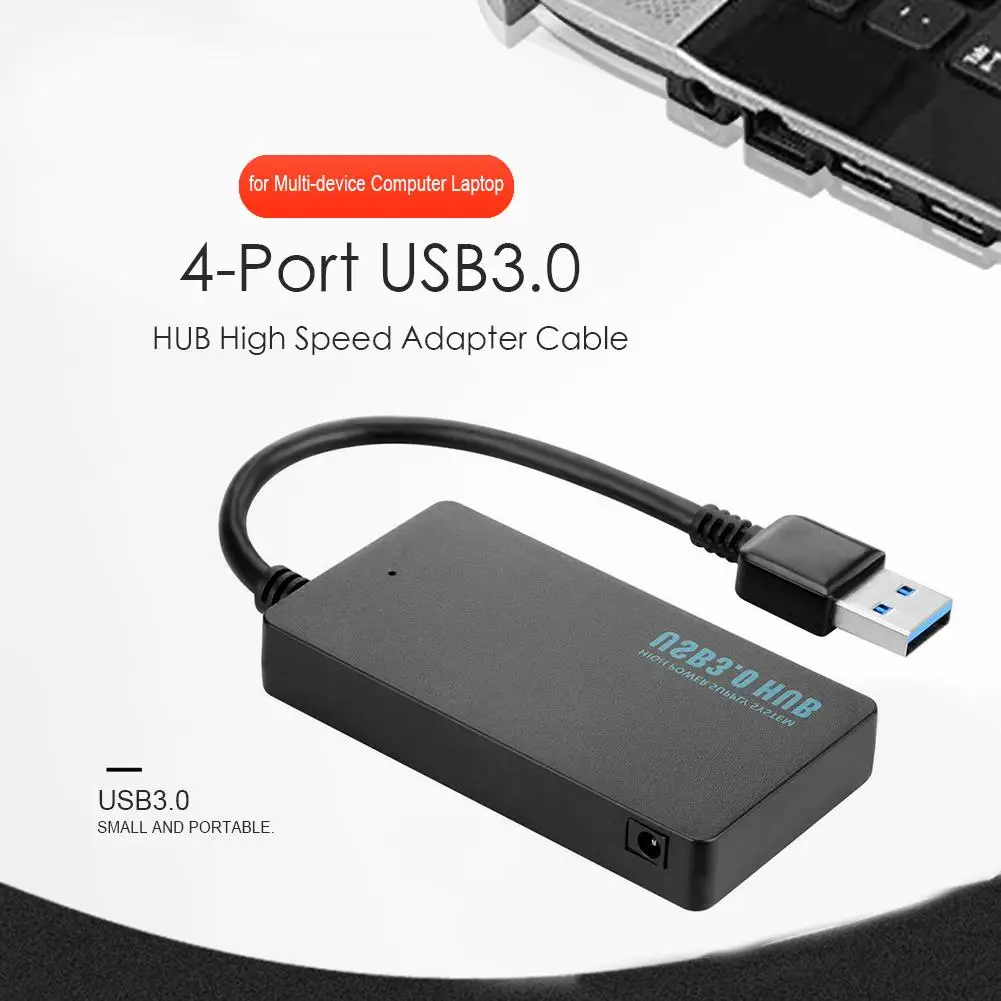 Adaptador portátil de 4 puertos USB 3,0, divisor Flexible, convertidor de ahorro de energía, periféricos de ordenador con luz indicadora