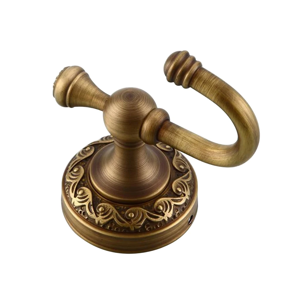 

Robe Hooks Antique Brass Towel Hooks Cloth Towel Bath Coat Hanger Door Wall Hook Retro Home Deco Bathroom Accessories Rack