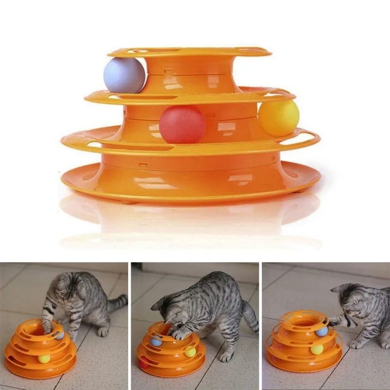 Funny Pet Toys Cat Crazy Ball Disk Interactive Amusement Plate Play Disc Trilaminar Turntable Cat Toy Z