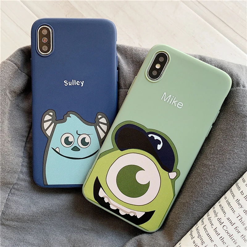 

TRISEOLY Soft Silicone Case For iPhone X 8 6 6s 7 Plus Cartoon Sulley, Bigeye Animal Cover For iPhone 7 8 Plus XS MAX XR Case