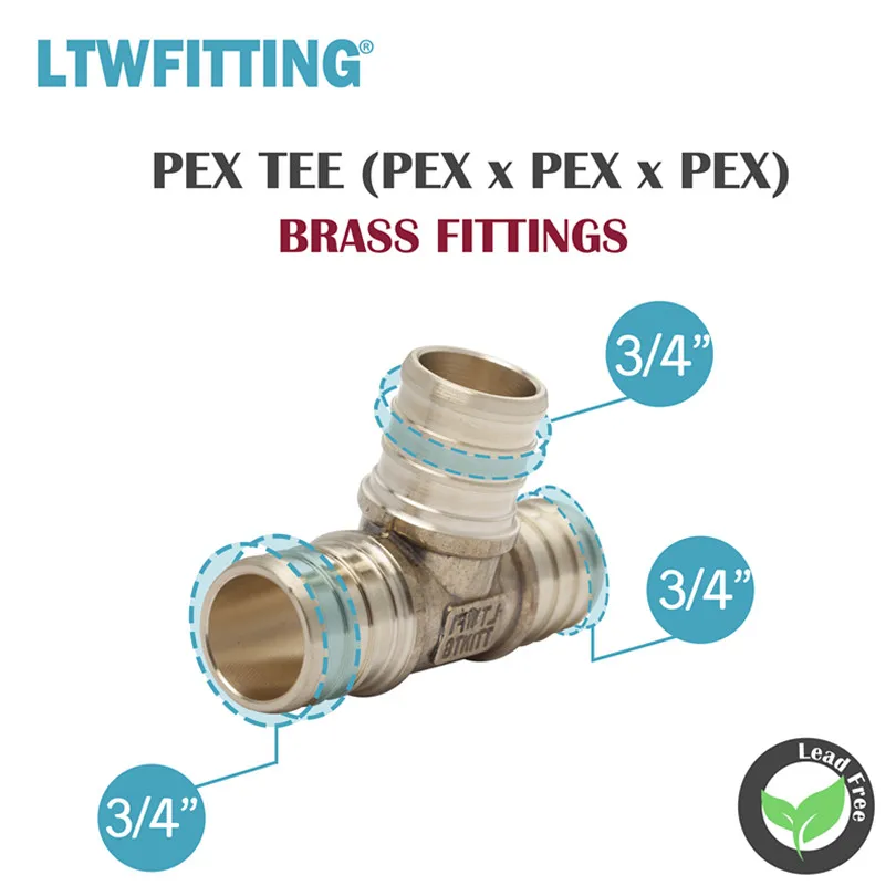 LTWFITTING набор значений бессвинцовый, латунный 3/" PEX муфта, локоть, 3/4" x 3/" x 3/4" Тройник PEX и 3/" PEX x 3/4" Мужской NPT адаптер