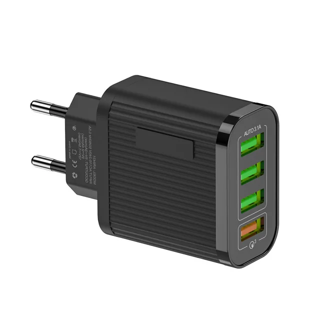 Быстрая зарядка 3,0 USB зарядное устройство для телефона 4 порта USB 35 Вт QC 3,0 ЕС вилка быстрое зарядное устройство для iPhone 11 7 Xiaomi настенное зарядное устройство адаптер - Тип штекера: black