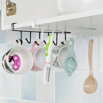 

Kitchen Cabinet Towel Hanging Hook Cup Mugs Storage Rack Stainless Steel Utensil Rack toilet tissue rack 2020...