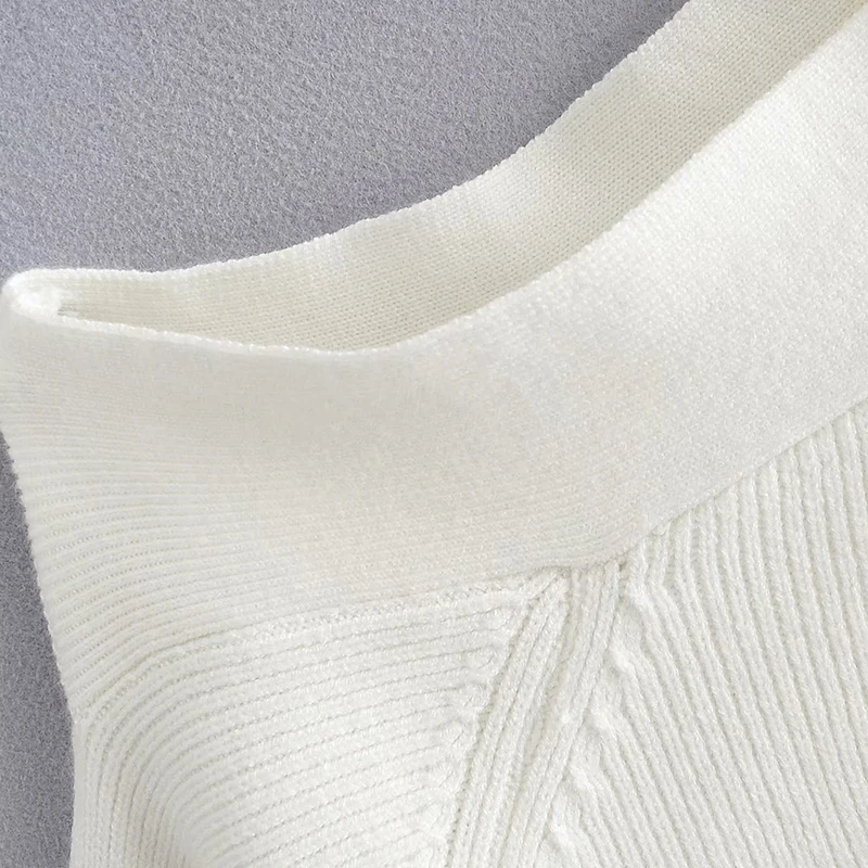 Za женский свитер большого размера сексуальный Холтер Белый с открытыми плечами джемпер с длинным рукавом женский трикотаж