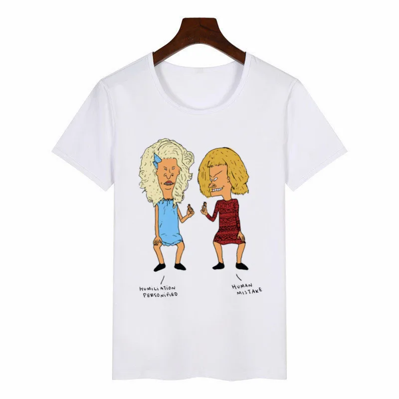 Новая Летняя женская футболка Beavis and Butthead, футболки с графическим принтом, Женская Футболка Harajuku, женские топы аниме, эстетическая одежда - Color: P1632E-white