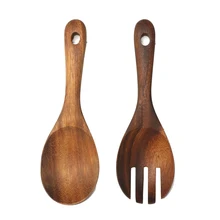 Resuable посуда ложка ретро портативный экологически чистый салат десерт кухонный инструмент с длинной ручкой Мороженое деревянные совок для риса дома