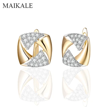 

MAIKALE New Micro Wax Inlay Hollow Square Gold Stud Earrings Luxury Fashion Natural Zirconia Earrings for Women Jewelry brincos