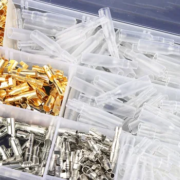 

100 Set 3.9mm Brass Motorcycle Bullet Connector Male & Female Wire Terminals With Insulation Covers and Box