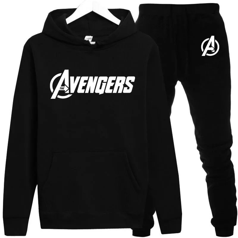 60% OFF 2020 new The Avengers Letter printing   men hoodies sweatpants warm fleece suit mens pullover brand casual sports series  male