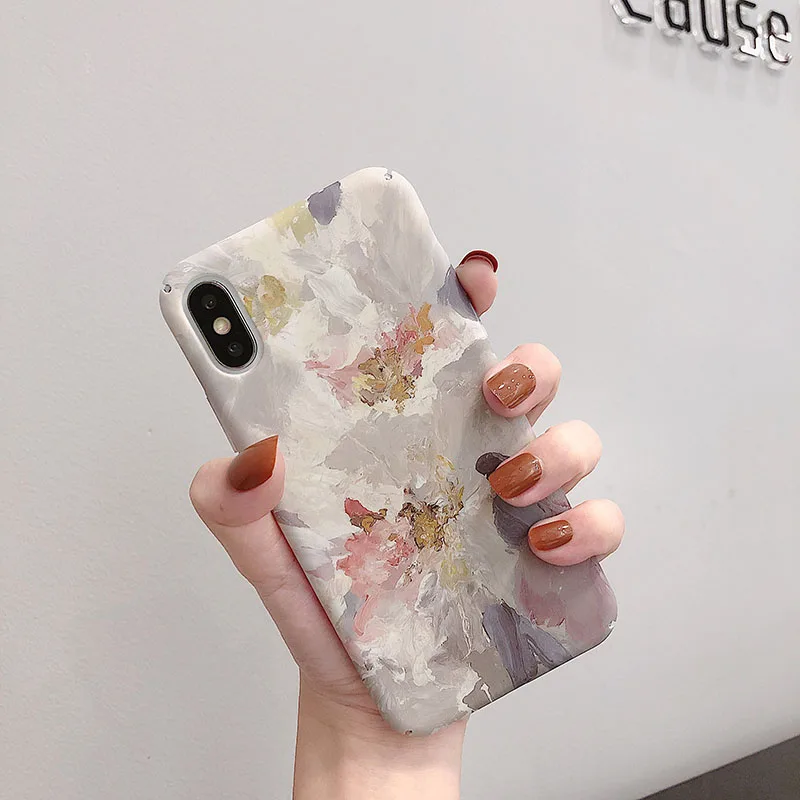 

VZD Retro Flower Painting Partern phone Case For iphone XS Max XR XS soft TPU Case for iphone 6 6s 7 8 plus silicone case Gift