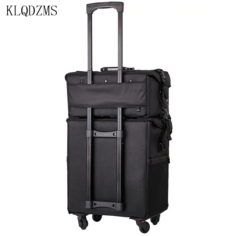 KLQDZMS New Luggage Large-capacity Nail Technician Professional Beauty Case Set Ladies Oxford Cloth Makeup Box Rolling Suitcase