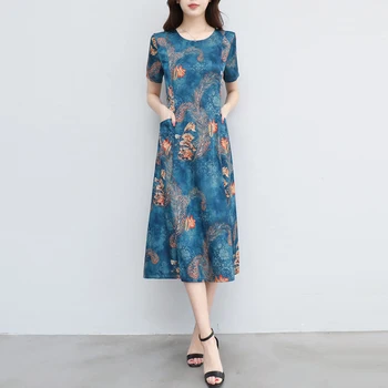 

2020 Vintage Sexy Bohemian Floral Tunic Beach Dress Sundress Pocket Dress Printed Female Summer Women Dress New