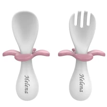 

Personalize Any Name 2pcs BPA-Free Baby Spoon And Fork Toddler Utensils Set Feeding Spoon Learn To Eat Children's Tableware