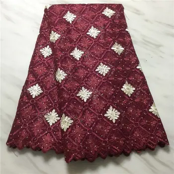 

African Water-soluble Lace Fabric 2020 High Quality French Nigeria Lace Fabric Wax Embroidered Convex Lace Fabric Size A1348