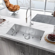 304 Premium Stainless Steel Single Bowl Undermount 32'' X 18'' X 9'' Handmade Kitchen Sink Combo With Faucet