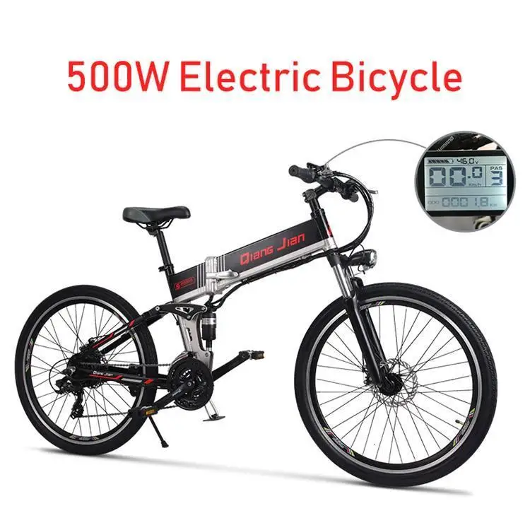50 км электровелосипед 48V500W с поддержкой горного велосипеда супер большой литиевый аккумулятор 48V10. 4AH электровелосипед мопед - Цвет: Black