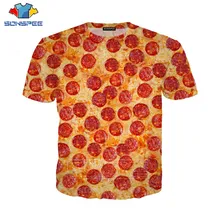 Футболка с рисунком пиццы, летняя новинка, Мужская и Женская толстовка с беконом, 3D принт, лук Чили, короткий рукав, в стиле хип-хоп с круглым вырезом, топ, уличный пуловер, C024