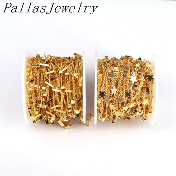 

5 Meters Fashion Cute Thin Bars Stars Gold Color Chain for DIY Cable Chain Necklaces Bracelets Jewelry Making Accessories