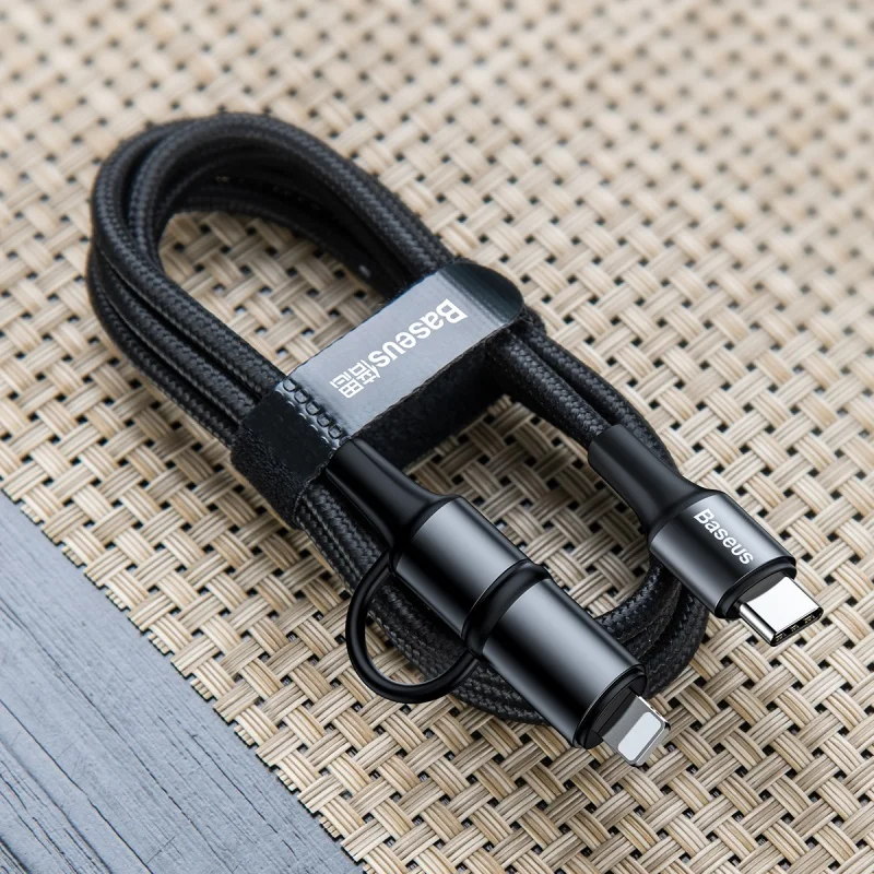 Кабель Baseus 2в1 usb type C и кабель для быстрой зарядки PD iPhone USB Apple Lightning|Кабели