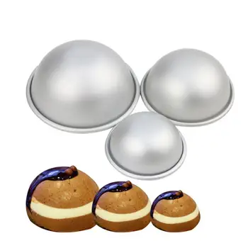 

3PCS DIY Semicircular Cake Mould Aluminum Alloy Bath Bomb Molds Bath Salt Bomb Mold 3D Hemispherical Pudding Cake Baking Mold