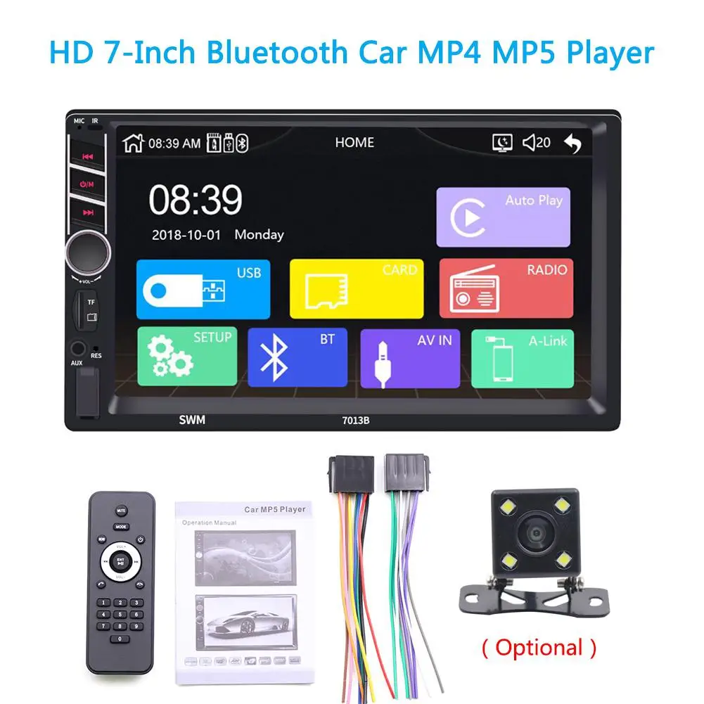 7 дюймов HD видео автомобиль MP4/MP5 плеер Автомобильный MP3-плеер плагин карта USB флэш-накопитель fm-радио реверсивное изображение с задней камерой 7013B