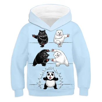 

Teens clothes funny panda Hoodie Long Sleeve Outerwear Black bear and polar bear 3D printed Hoodies casual hoody 4-19T