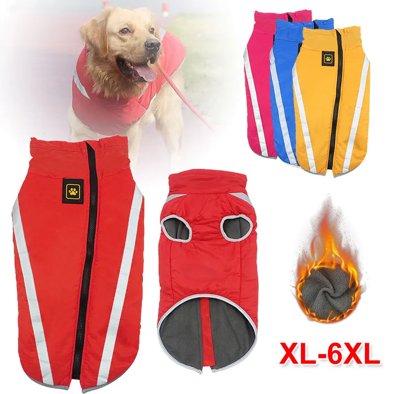 Waterproof Big Dog Clothes Winter Reflective Pet Jacket Outdoor Warm Labrador Clothing For Large Dogs Siberian Huskies Vest | Дом и сад