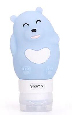 Blue Портативный силиконовый чехол для путешествий с медведем из мультфильма, органайзер для шампуня для геля и лосьона для душа, многоразовая бутылка для хранения - Цвет: Blue