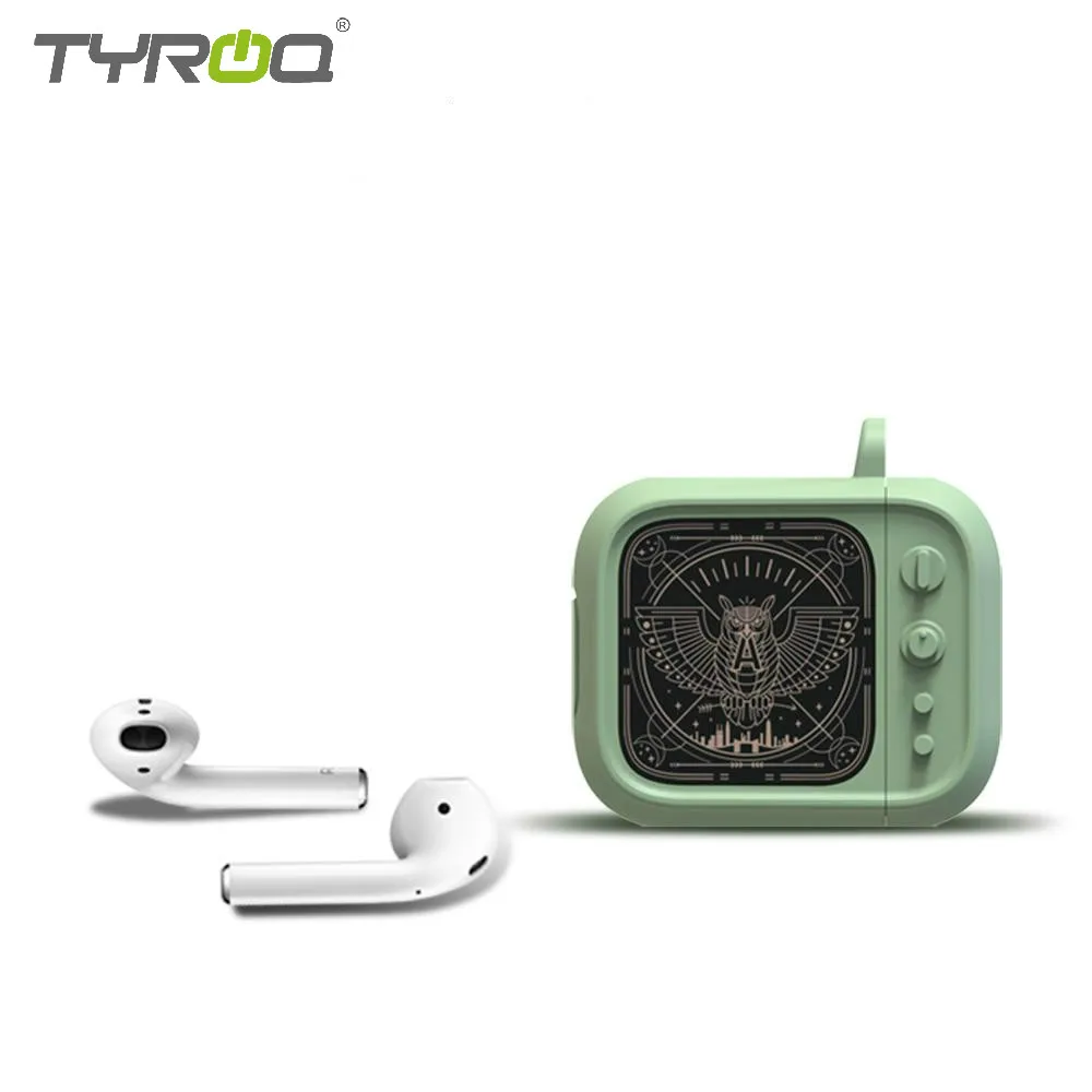 TyRoq AO2 AirPods чехол с &quotТВ&quot формы утолщенный силиконовый стоячий дизайн пять