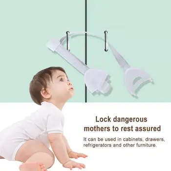 

2pcs Drawer Cabinet Cupboard Safety Locks Kids Care Plastic Locks Straps