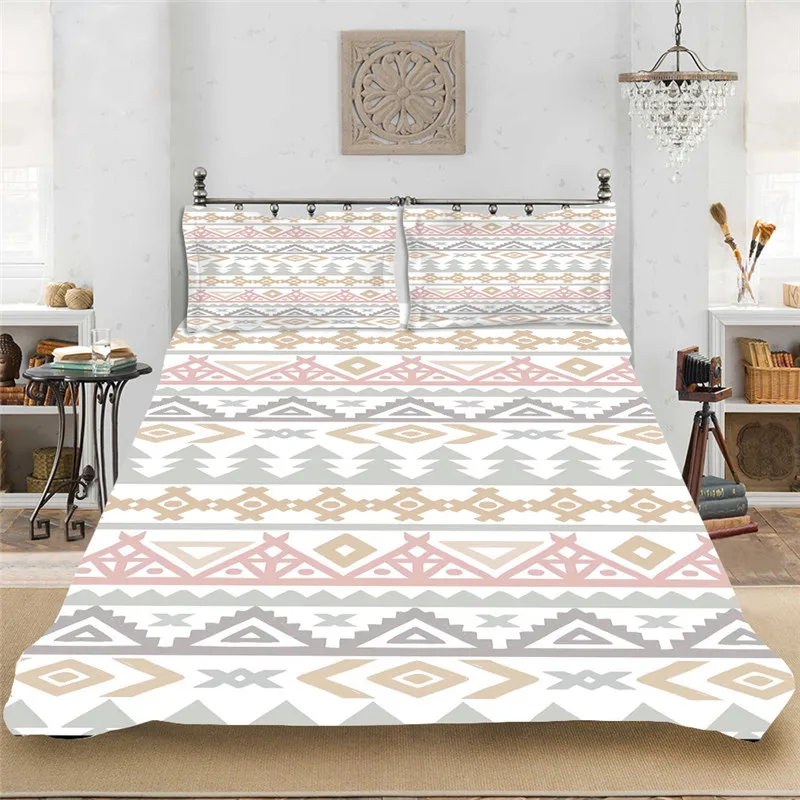 

Simple Retro Bohemia Soft KIng-Full Size Bedding set Bedclothes Include Duvet Cover Pillowcase Print Home Textile Bed Linens