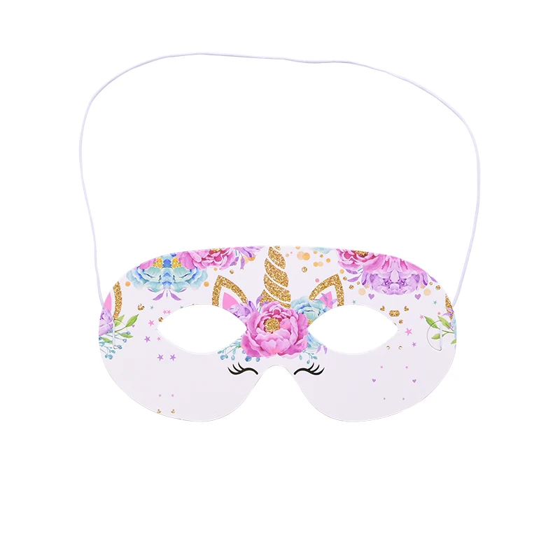 8pcs mask Единорог вечерние комплект поставки одноразовые набор столовых приборов для детей День рождения розового и золотого цвета в форме единорога Бумага салфетка чашка плиты домашних животных - Цвет: 8pcs mask