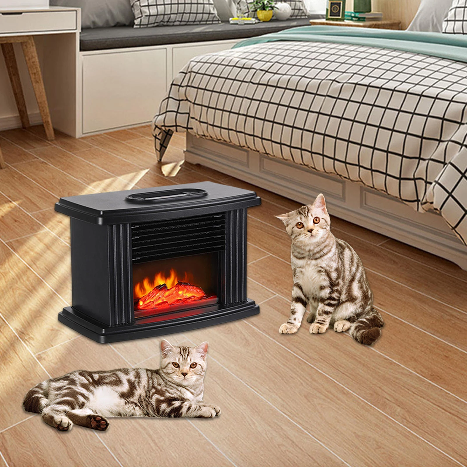 Portable Electric Fireplace Stove Heater Portable Tabletop Indoor Space