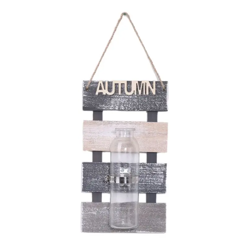 03 Пасторальный деревянный настенный цветочный горшок гидропонное стекло ваза растение Цветочная композиция ваза домашний декор - Цвет: 03